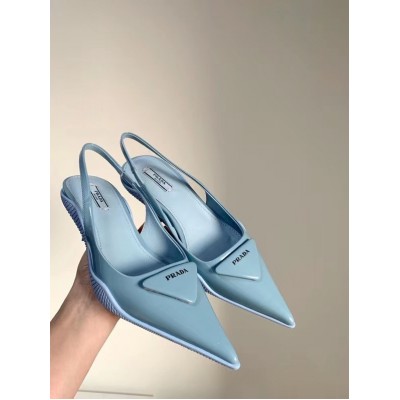 Prada Slingback Pumps In Light Blue Brushed Leather TDSS13806