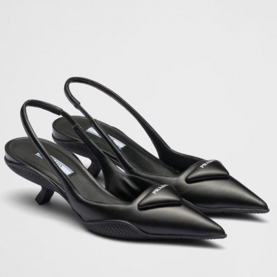 Prada Slingback Pumps in Black Padded Leather TDSS13805