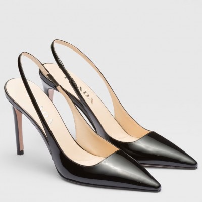 Prada Slingbacks Pumps 95mm In Black Patent Leather TDSS13818