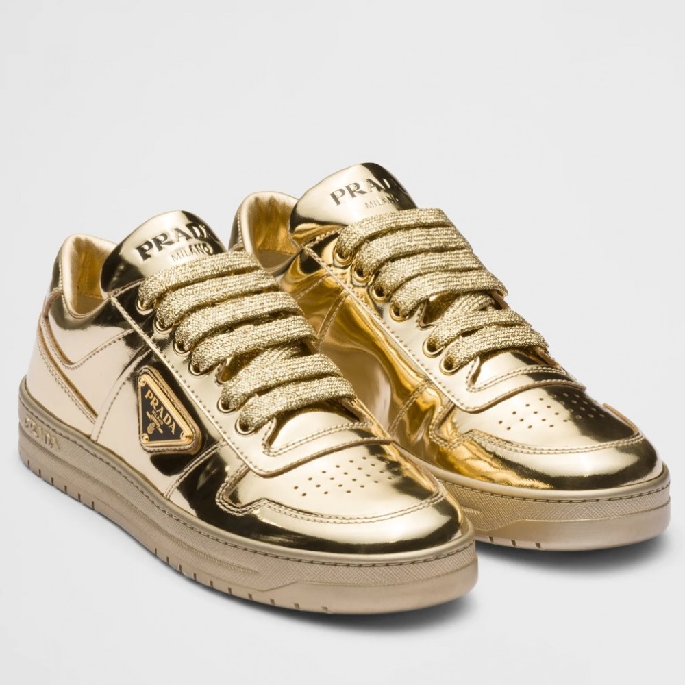 Prada Downtown Sneakers In Gold Metallic Leather TDSS13833