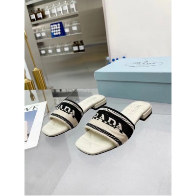 Prada Embroidered Fabric Slides TDSS13834