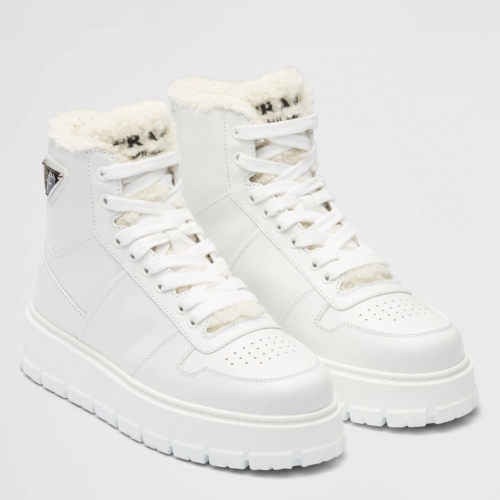 Prada High-top Sneakers in Leather and Shearling TDSS13835