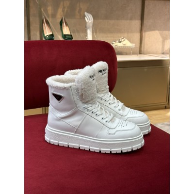 Prada High-top Sneakers in Leather and Shearling TDSS13835