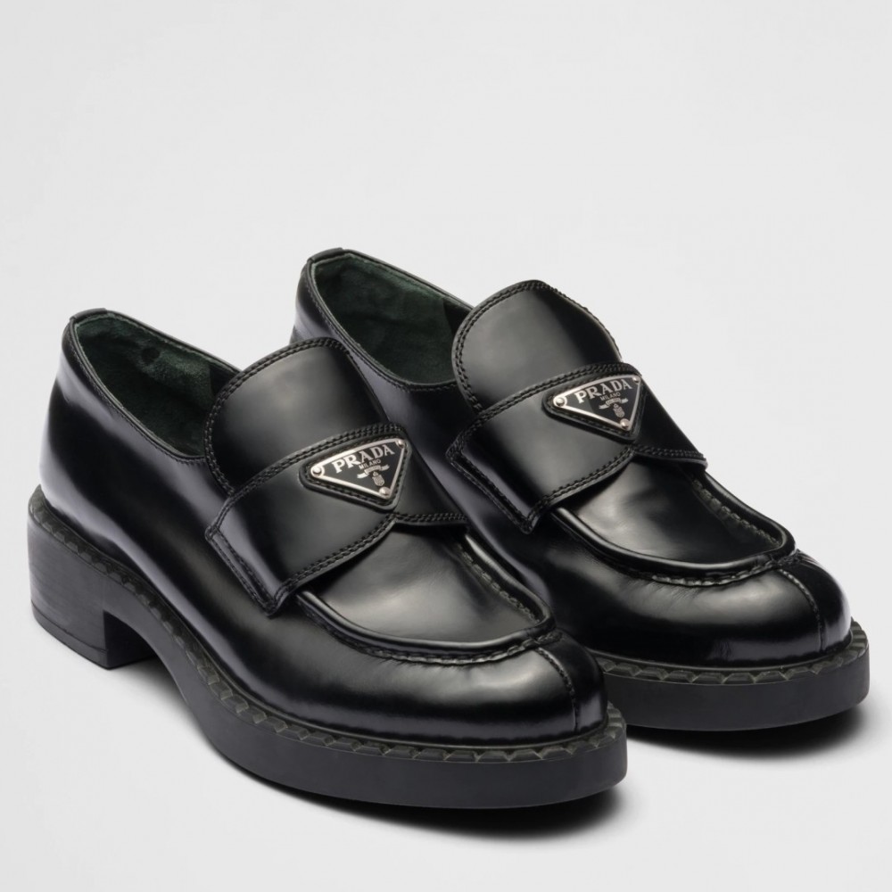 Prada Loafers In Black Brushed Leather TDSS13836