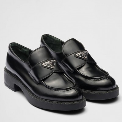 Prada Loafers In Black Brushed Leather TDSS13836