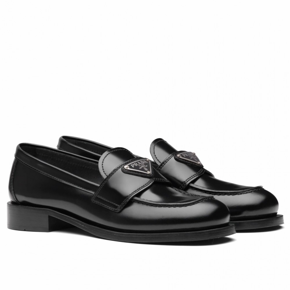 Prada Loafers In Black Unlined Brushed Leather TDSS13837