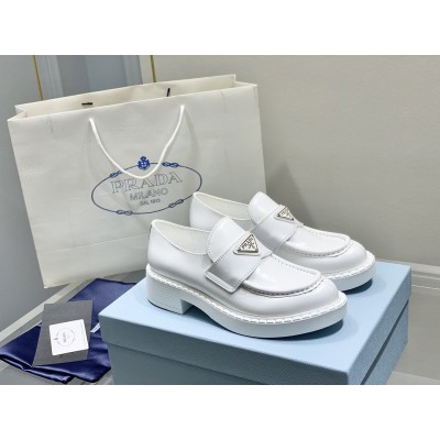 Prada Loafers In White Brushed Leather TDSS13841