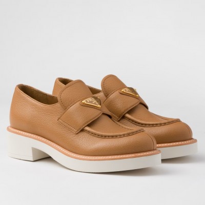 Prada Loafers in Brown Grained Leather TDSS13838