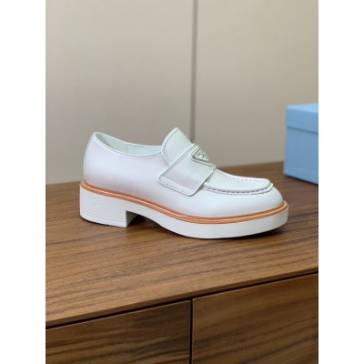 Prada Loafers in White Grained Leather TDSS13842