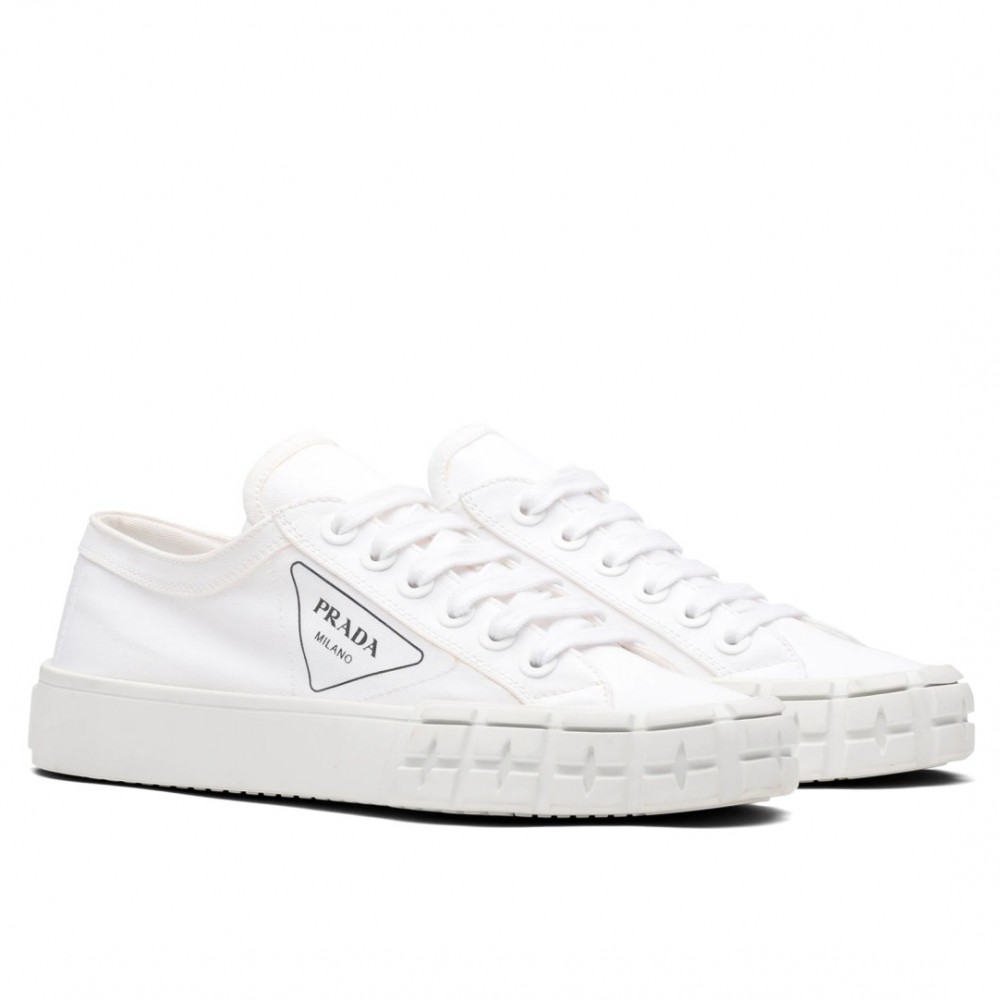 Prada Low-top Sneakers In White Gabardine Fabric TDSS13845