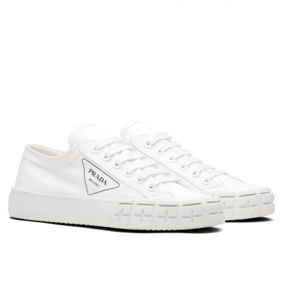 Prada Low-top Sneakers In White Gabardine Fabric TDSS13845