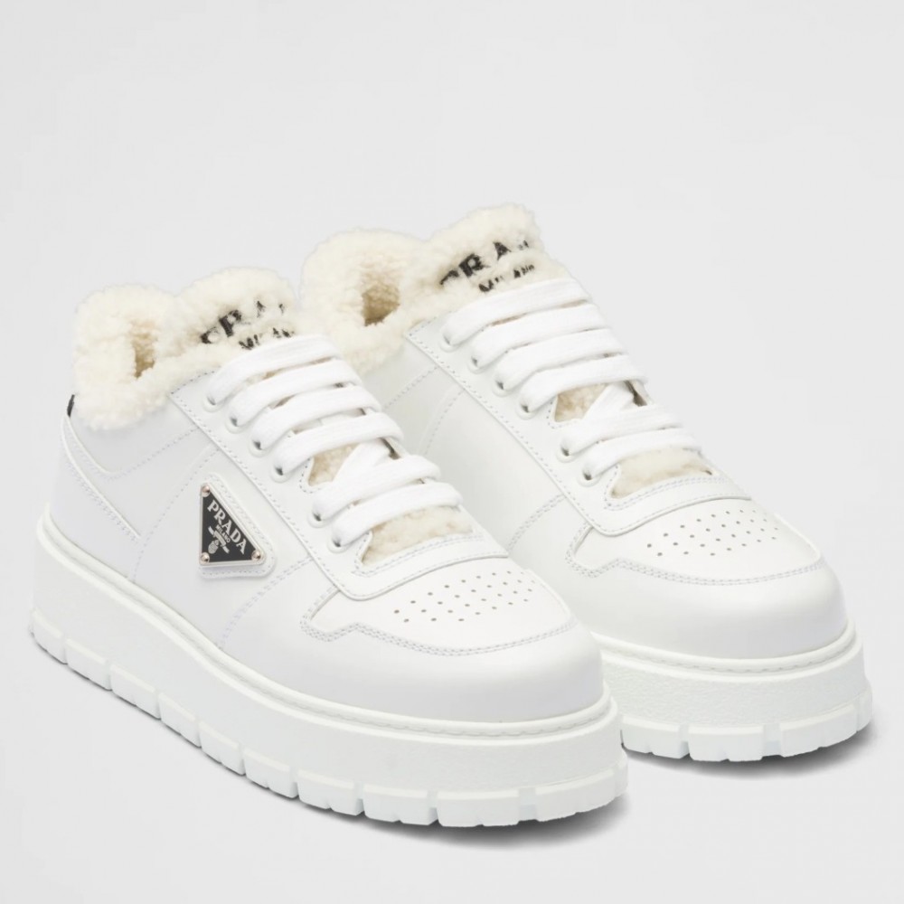 Prada Low-top Sneakers in Leather and Shearling TDSS13844