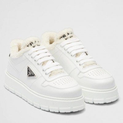 Prada Low-top Sneakers in Leather and Shearling TDSS13844