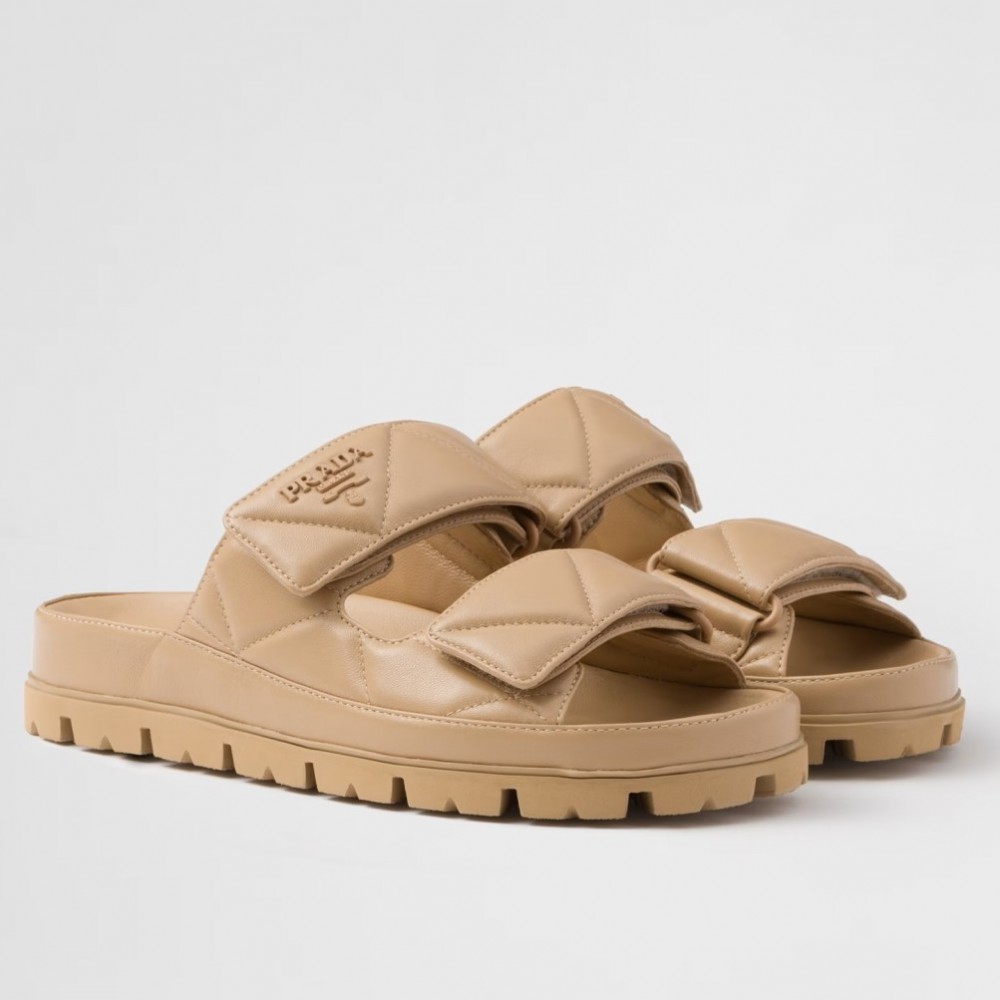 Prada Sandals in Beige Padded Nappa Leather TDSS13849