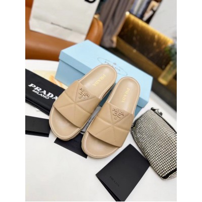 Prada Slides In Beige Quilted Nappa Leather TDSS13853