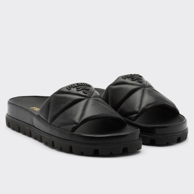 Prada Slides In Black Quilted Nappa Leather TDSS13855