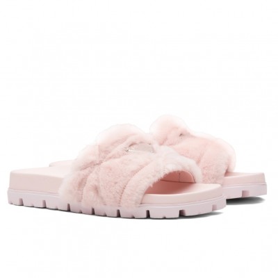 Prada Slides In Pink Shearling TDSS13859