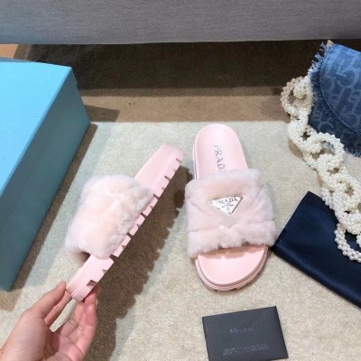 Prada Slides In Pink Shearling TDSS13859