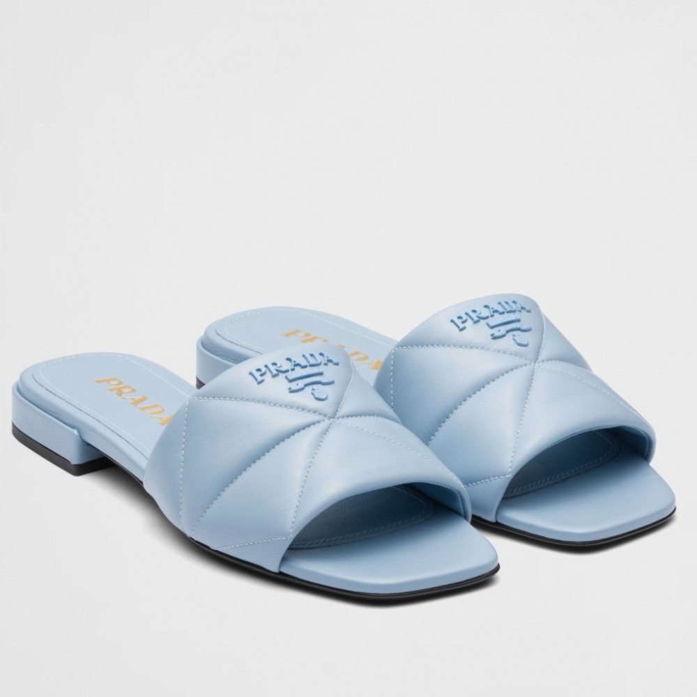 Prada Slides Sandals In Light Blue Nappa Leather TDSS13865