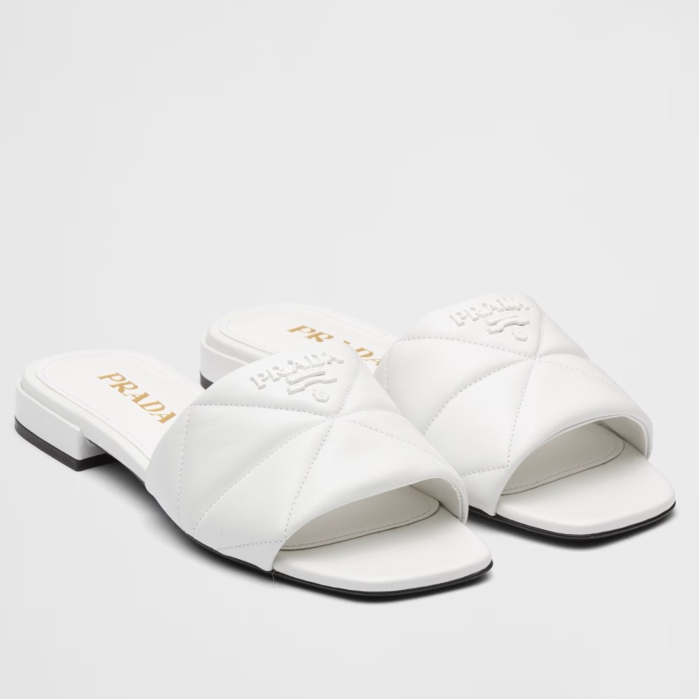 Prada Slides Sandals In White Nappa Leather TDSS13866