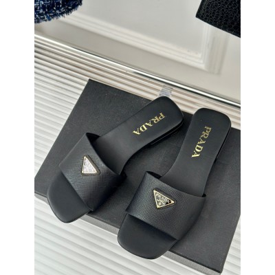 Prada Slides in Black Saffiano Leather TDSS13856