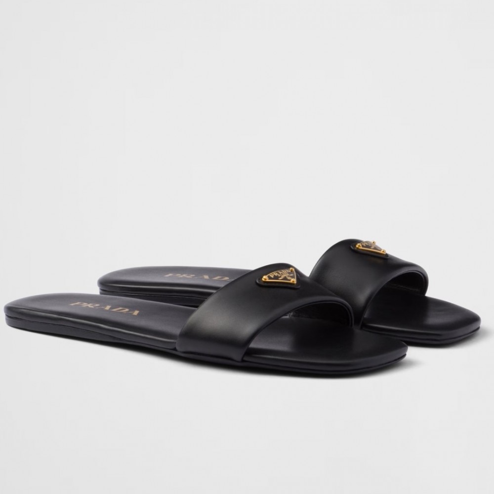 Prada Slides in Black Smooth Leather TDSS13858