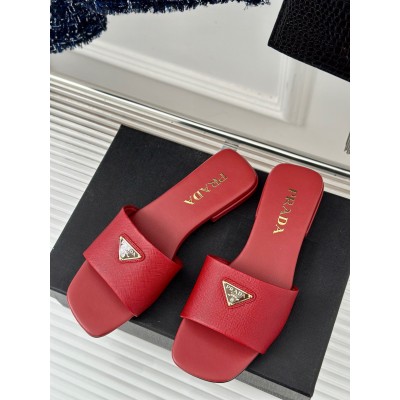 Prada Slides in Red Saffiano Leather TDSS13860