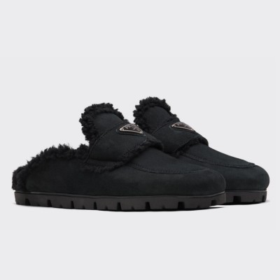 Prada Slippers In Black Shearling TDSS13867