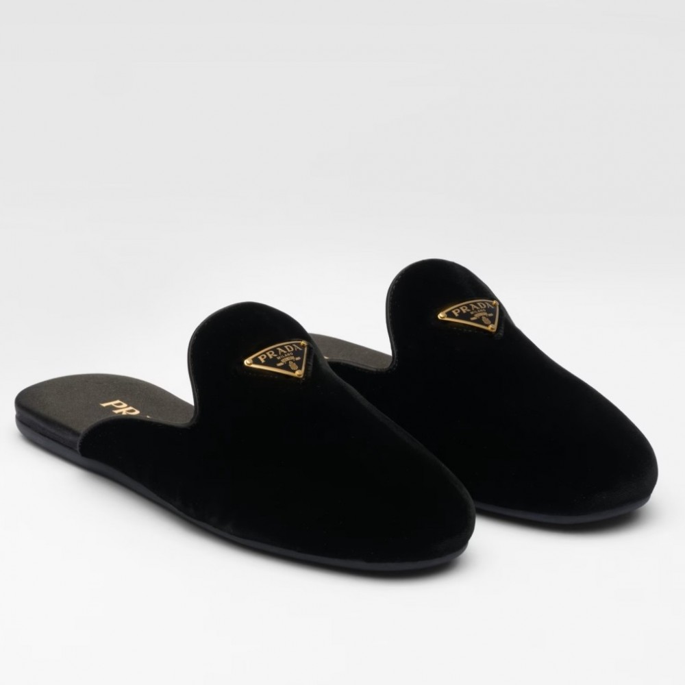 Prada Slippers in Black Velvet TDSS13868