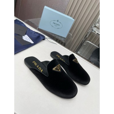 Prada Slippers in Black Velvet TDSS13868