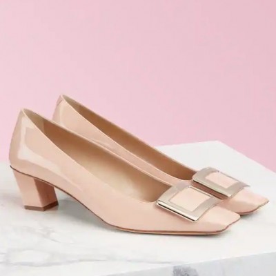 Roger Vivier Belle Vivier 45mm Pumps In Nude Patent Leather TDSS13882