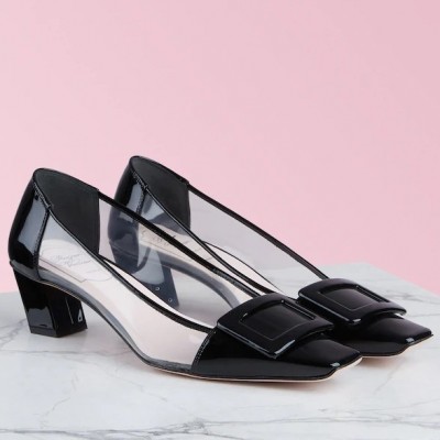 Roger Vivier Belle Vivier Pumps In Black Patent and PVC TDSS13887