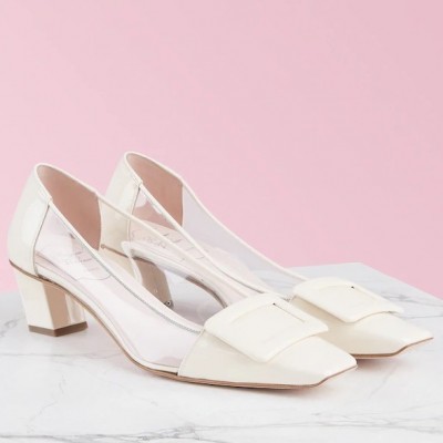 Roger Vivier Belle Vivier Pumps In White Patent and PVC TDSS13889