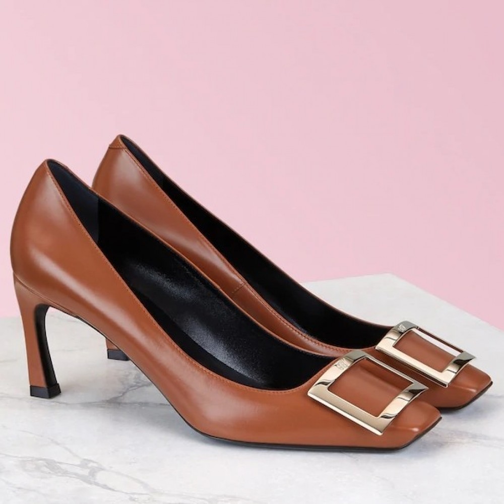 Roger Vivier Belle Vivier Trompette 70mm Pumps In Brown Calfskin TDSS13892