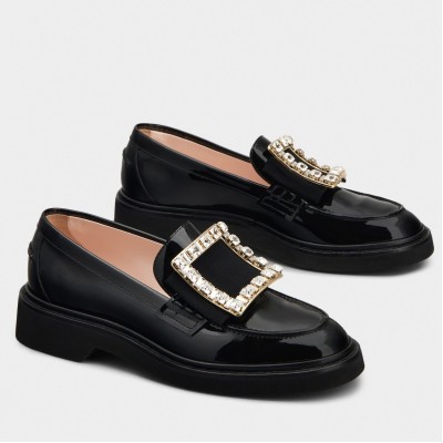 Roger Vivier Viv' Rangers Strass Loafers In Black Patent Leather TDSS13946