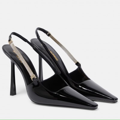 Saint Laurent Blake Slingback Pumps 110mm in Black Patent Leather TDSS13953