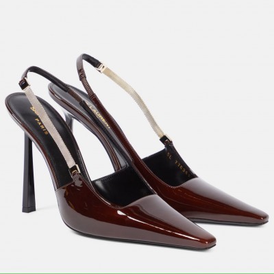 Saint Laurent Blake Slingback Pumps 110mm in Red Patent Leather TDSS13954