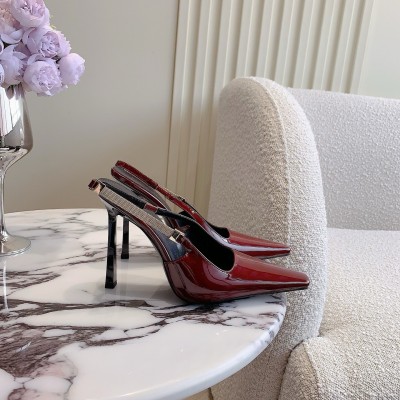 Saint Laurent Blake Slingback Pumps 110mm in Red Patent Leather TDSS13954