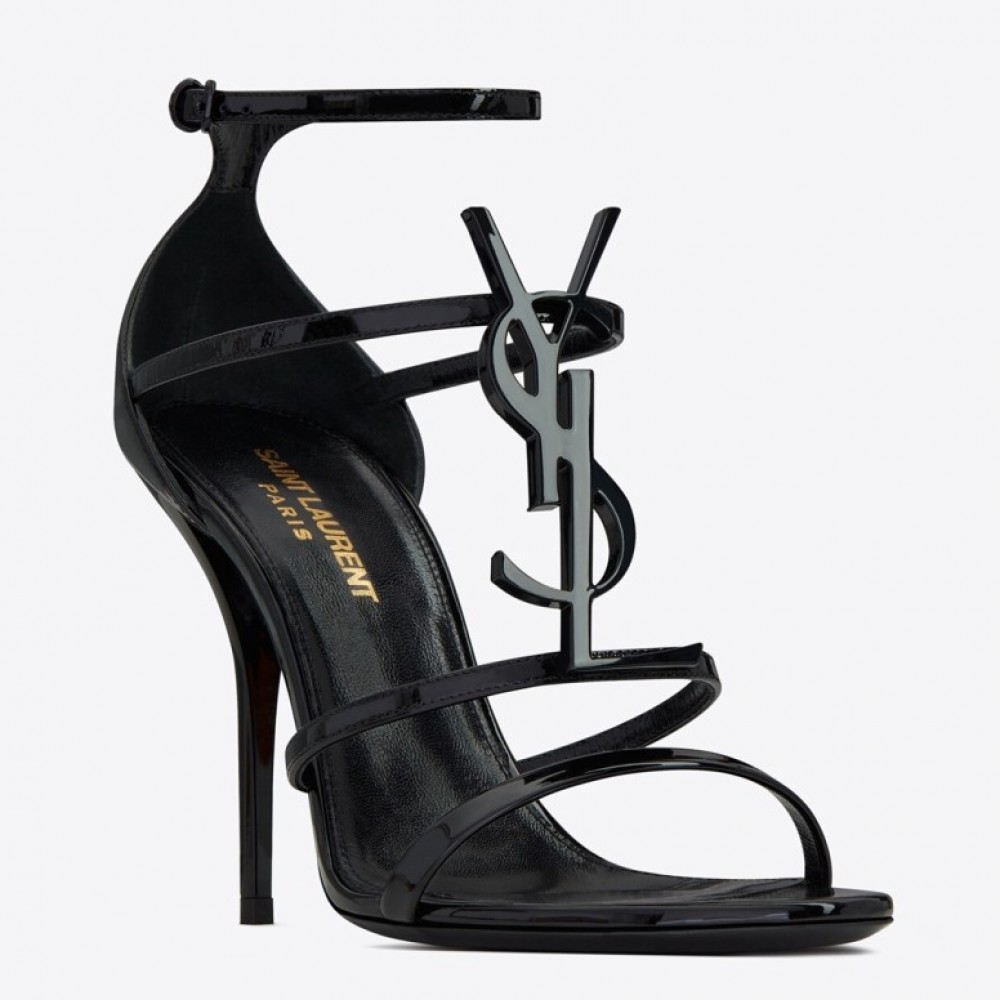 Saint Laurent Cassandra 100 Sandals In Black Patent Leather TDSS13956