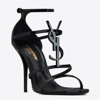 Saint Laurent Cassandra 100 Sandals In Black Patent Leather TDSS13956