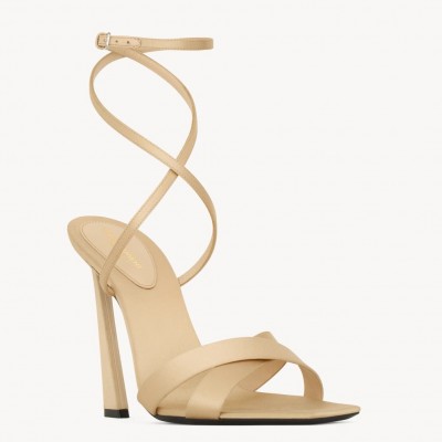 Saint Laurent Corinne Sandals 110mm in Beige Satin TDSS13959