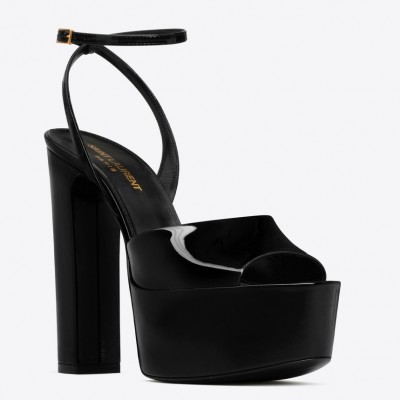 Saint Laurent Jodie Platform Sandals In Black Patent Leather TDSS13961