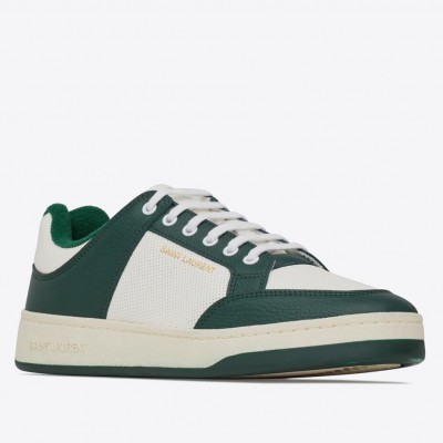 Saint Laurent SL/61 Sneakers in Green and White Leather TDSS13971