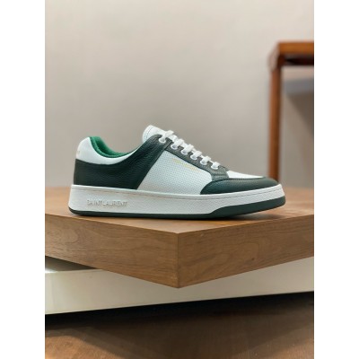 Saint Laurent SL/61 Sneakers in Green and White Leather TDSS13971