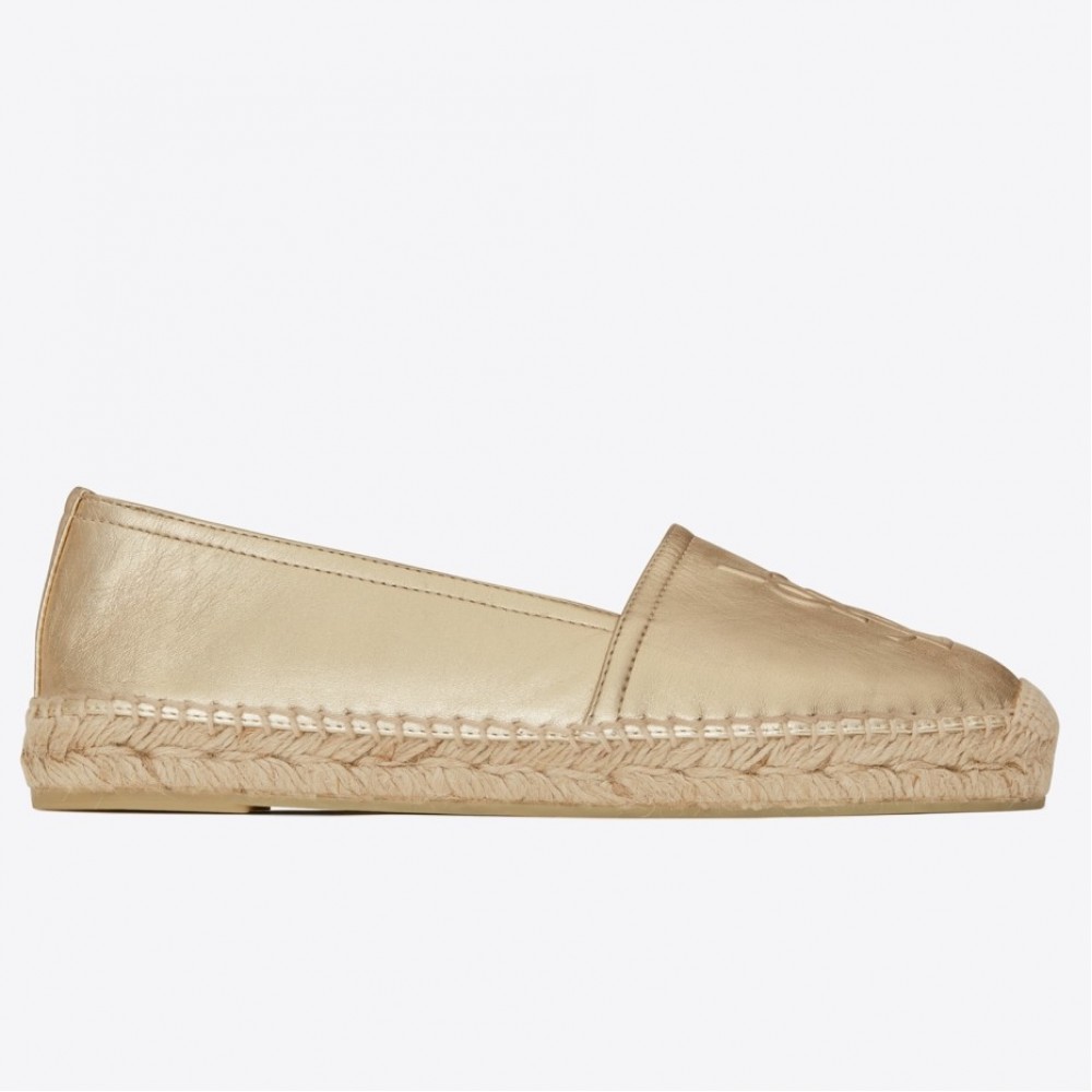 Saint Laurent Monogram Espadrilles In Gold Lambskin TDSS13980