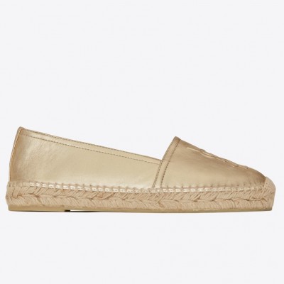 Saint Laurent Monogram Espadrilles In Gold Lambskin TDSS13980