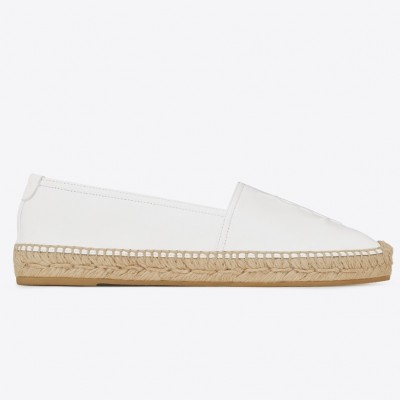 Saint Laurent Monogram Espadrilles In White Lambskin TDSS13982