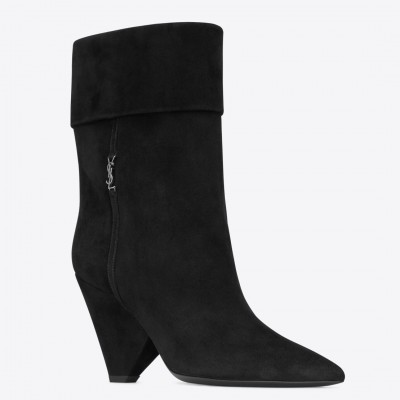 Saint Laurent Niki Ankle Boots in Black Suede Leather TDSS13984