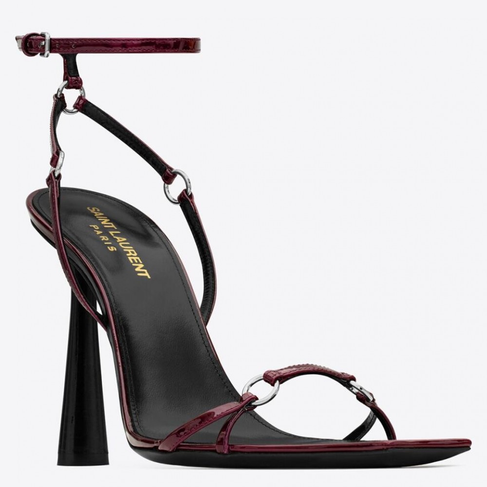 Saint Laurent Nova 100 Sandals In Red Patent Leather TDSS13986