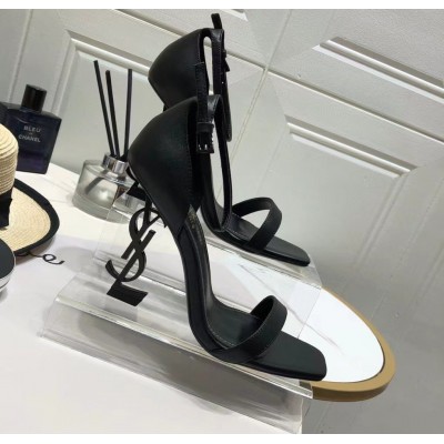 Saint Laurent Opyum 110 Black Sandals with Black YSL Heel TDSS13987